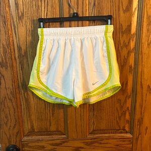 Nike Women's Athletic Shorts in White and Neon Yellow